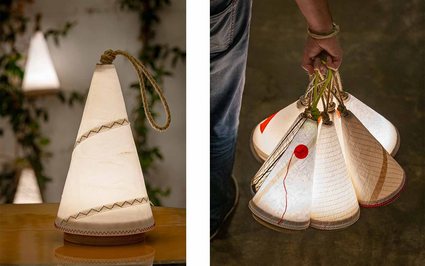 lampade sostenibili ricavate da vele nautiche
