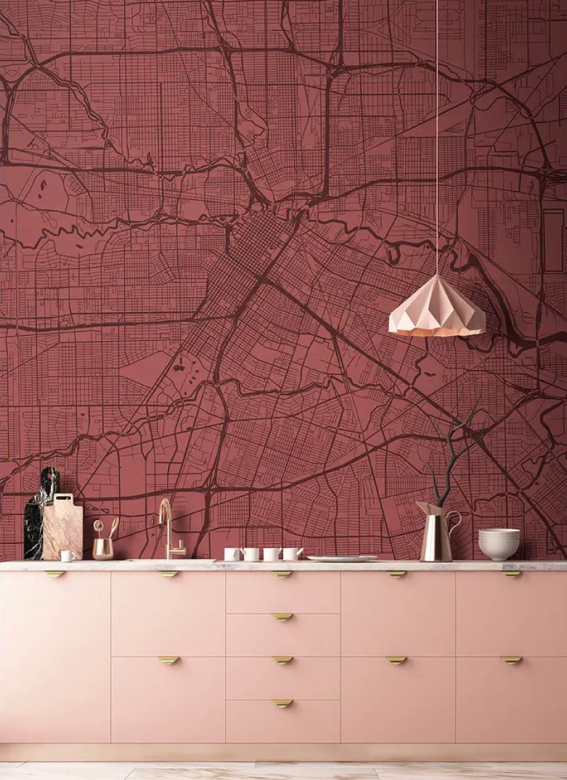 fotomurale mappa citta parete cucina