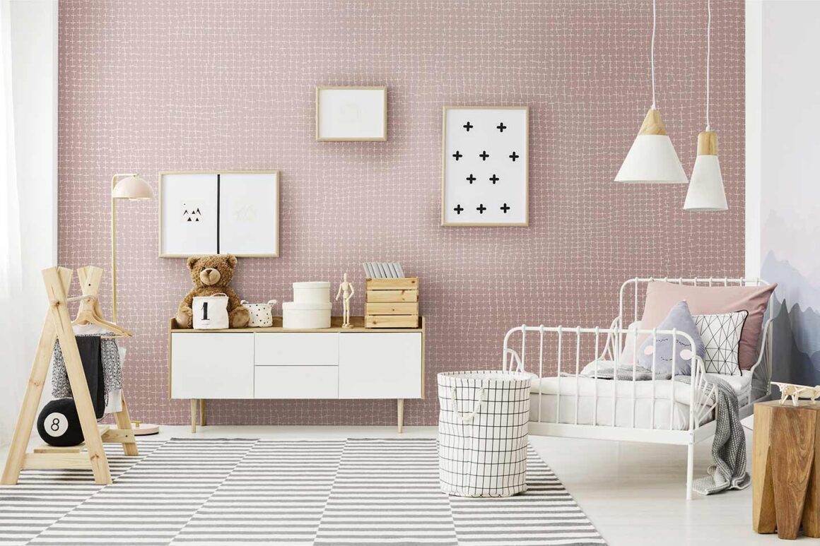 carta parati cameretta in tinta rosa