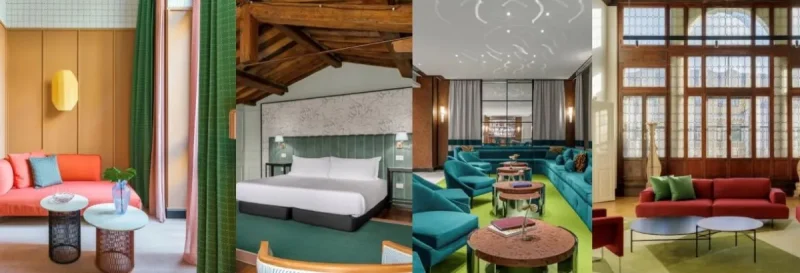 dettagli interni dei Room Mate Hotels in Italia