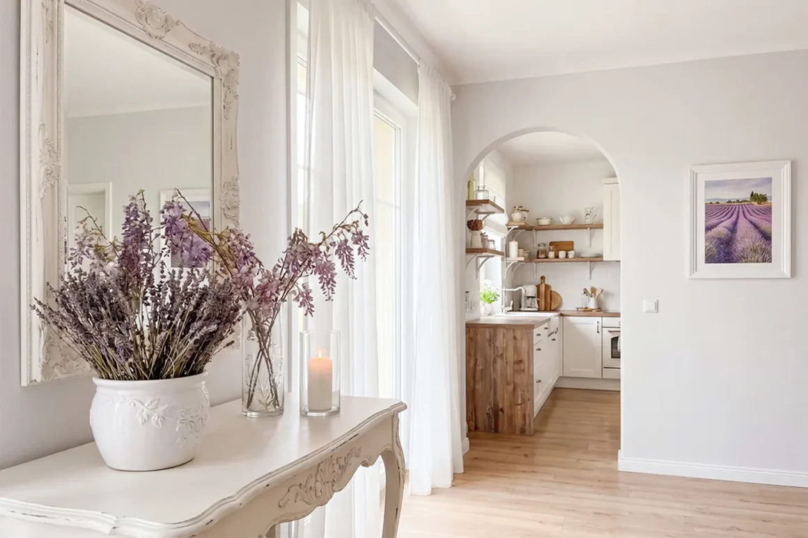 interni di casa arredata e decorata in stile naturale per l'estate