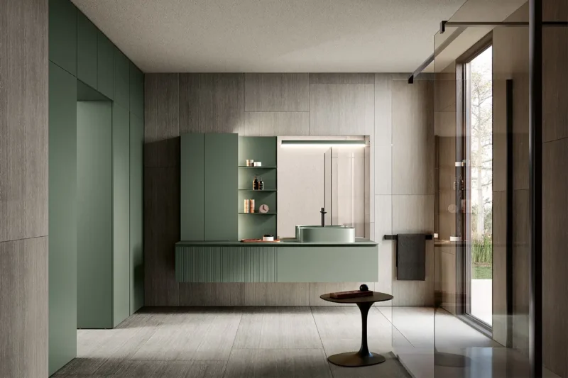 Composizione bagno di design Archeda Tulle Studio 18 in finitura Giada Opaco