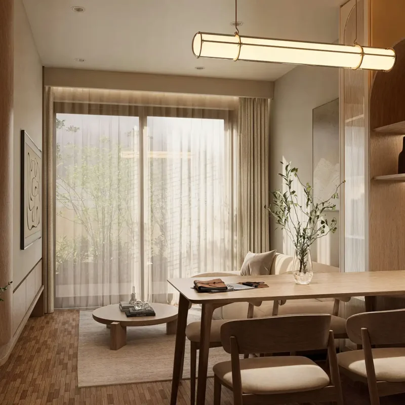 Lampadario a sospensione sopra il tavolo nell'area living